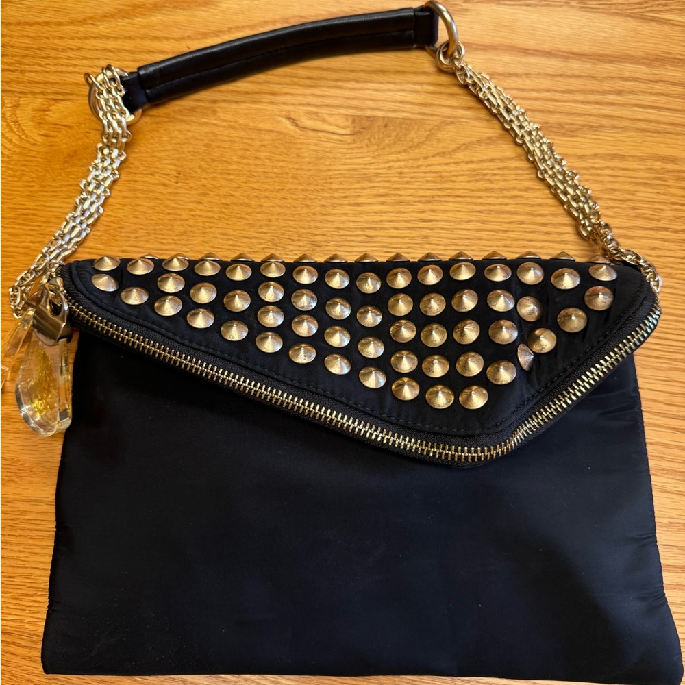Christian Audigier Black and Gold Mini Bag with Studded Design - Picture 1 of 5
